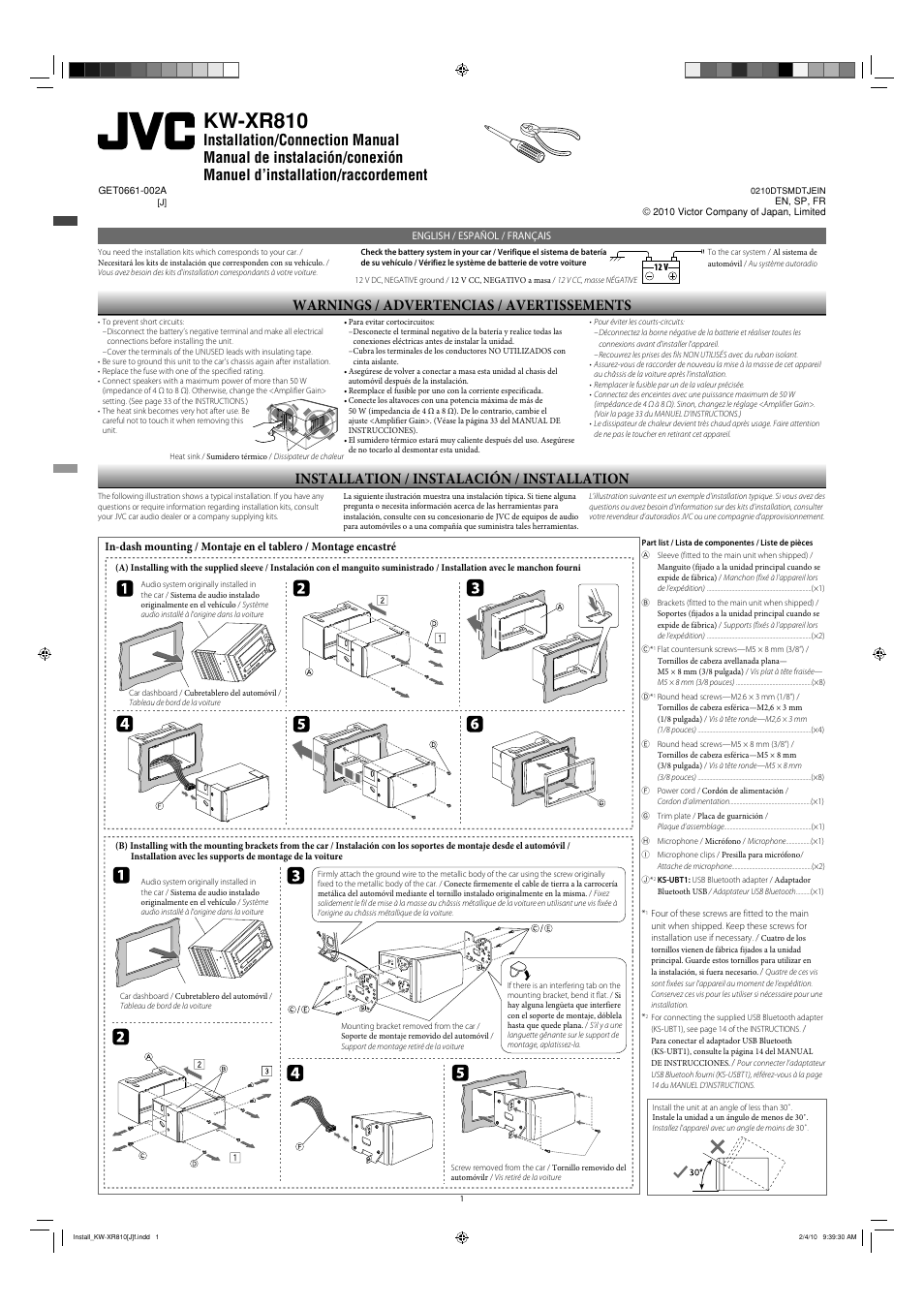 JVC GET0661-002A User Manual | 4 pages