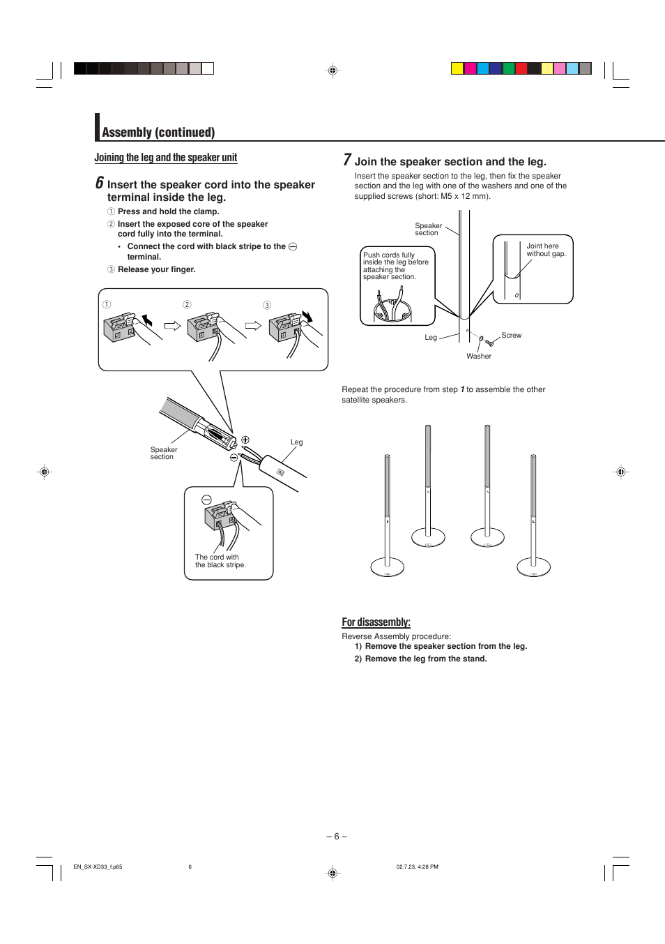 Assembly (continued) | JVC SX-XDC33 User Manual | Page 6 / 9