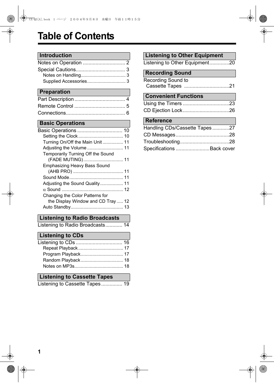 JVC CA-UXQ3S User Manual | Page 4 / 32