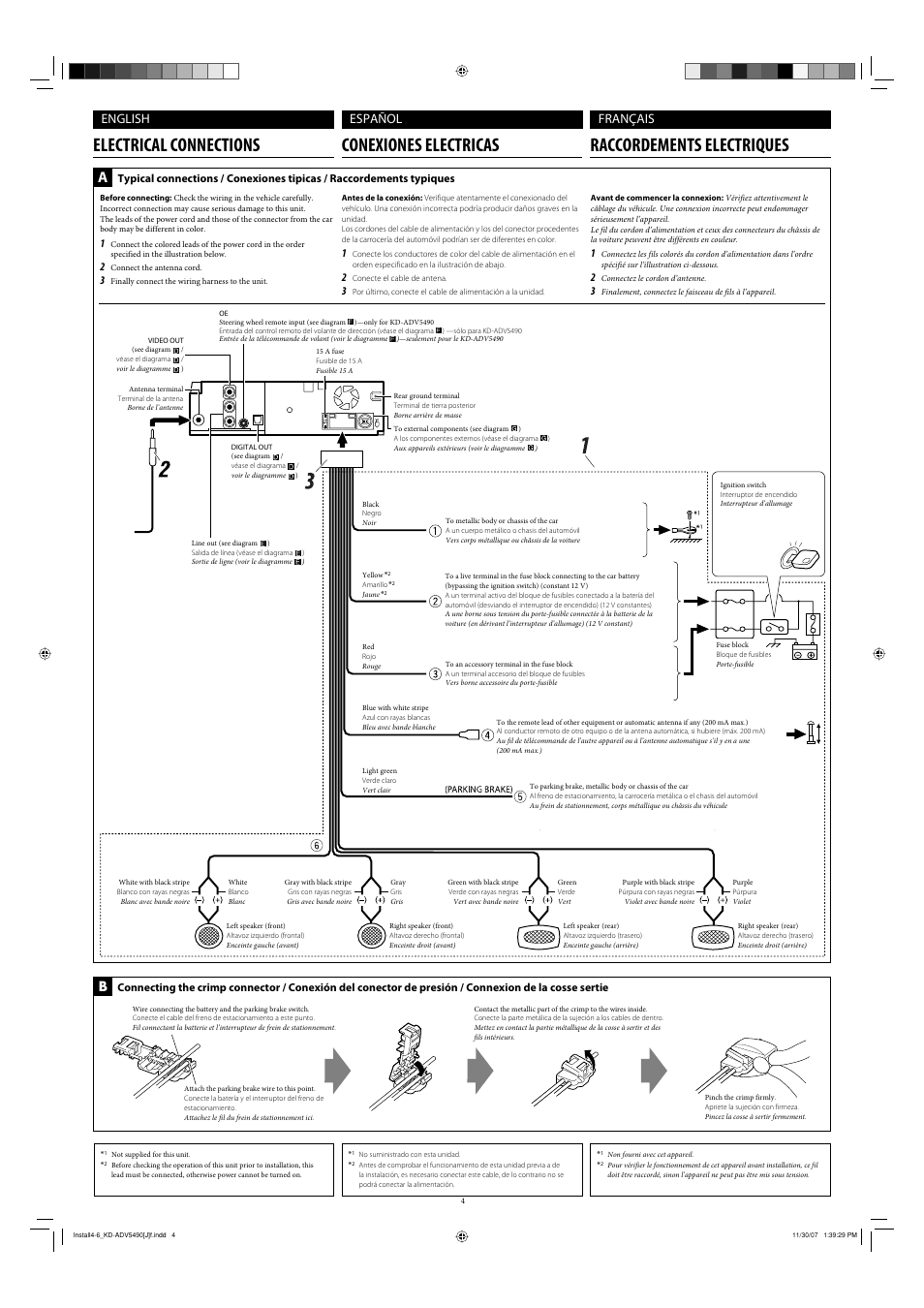 English, Español français | JVC KD-ADV5490 User Manual | Page 4 / 6