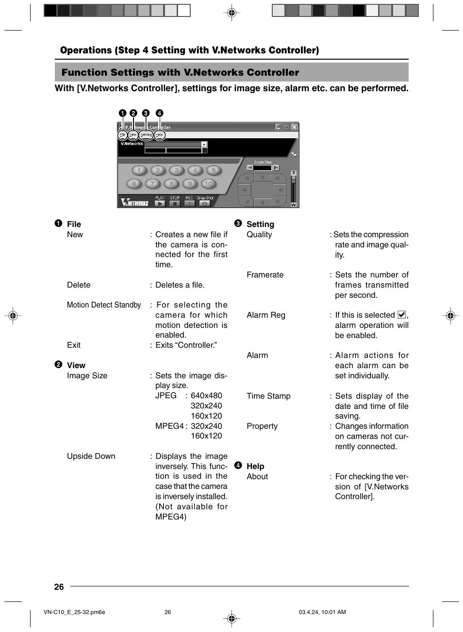 Function settings with v.networks controller | JVC VN-C11 User Manual | Page 26 / 32