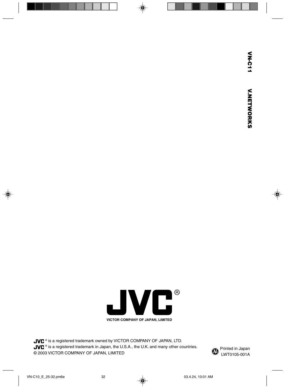 Back cover | JVC VN-C11 User Manual | Page 32 / 32