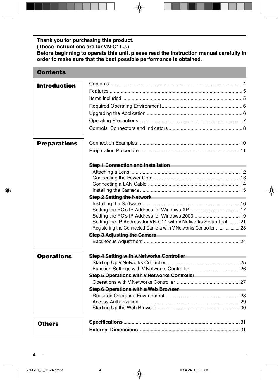 JVC VN-C11 User Manual | Page 4 / 32