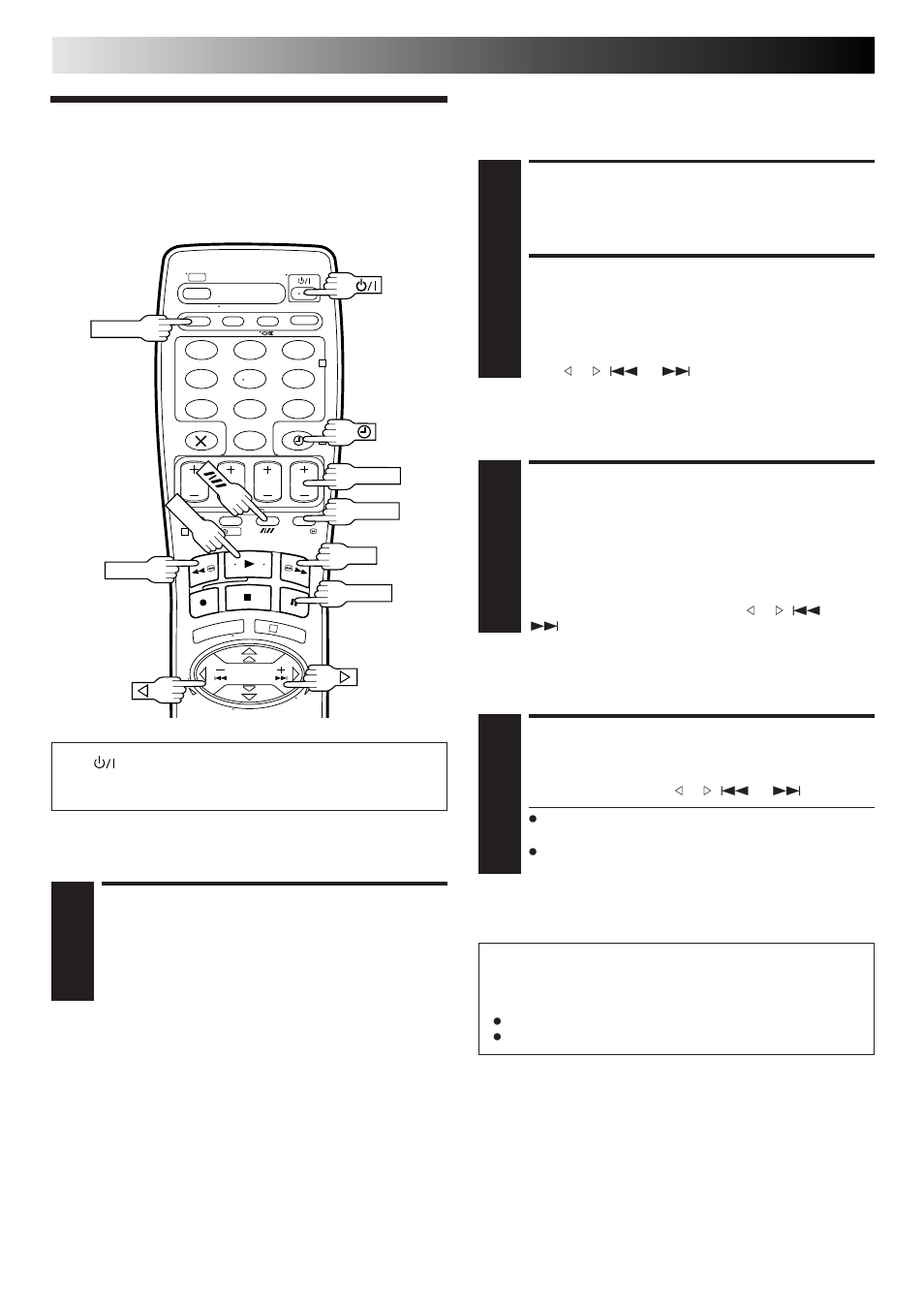 Playback features, Activate variable-speed search, Activate slow-motion playback | Pause during playback, Activate frame-by-frame playback, Activate high-speed search, Playback (cont.), Variable-speed search, Slow motion, Still picture/frame-by-frame playback | JVC HR-J260EU User Manual | Page 14 / 44