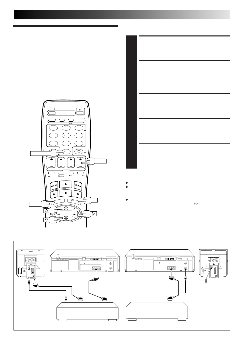 Edit to or from another video recorder, Make connections, Set recording deck’s input mode | Set edit mode, Start source player, Start recording deck | JVC HR-J260EU User Manual | Page 27 / 44