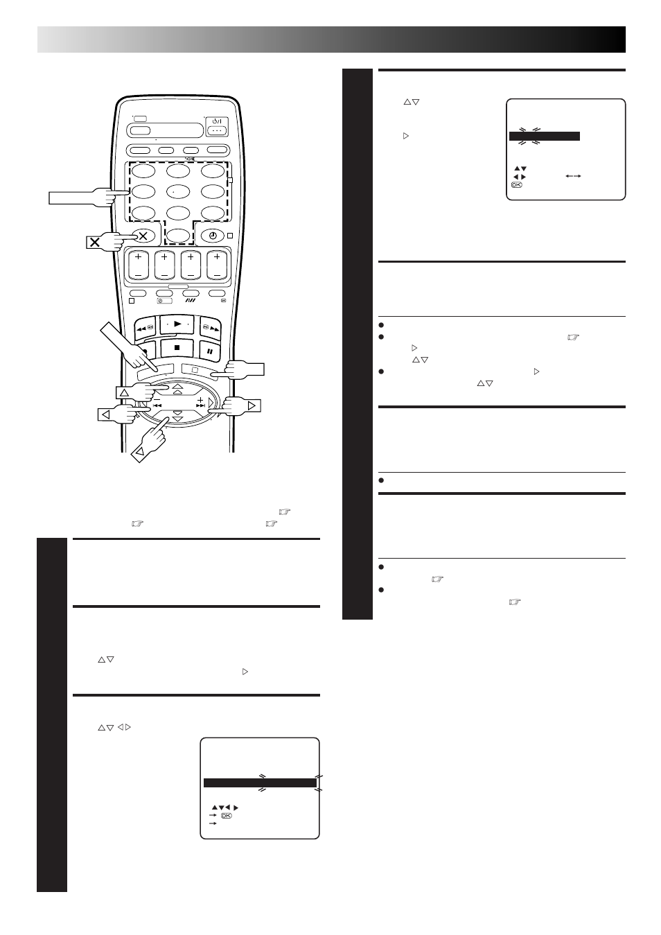Select band, Input channel, Enter new channel information | Close confirmation screen, Access main menu, Access confirmation screen, Select position, Subsidiary settings (cont.), Storing channels manually | JVC HR-J260EU User Manual | Page 30 / 44