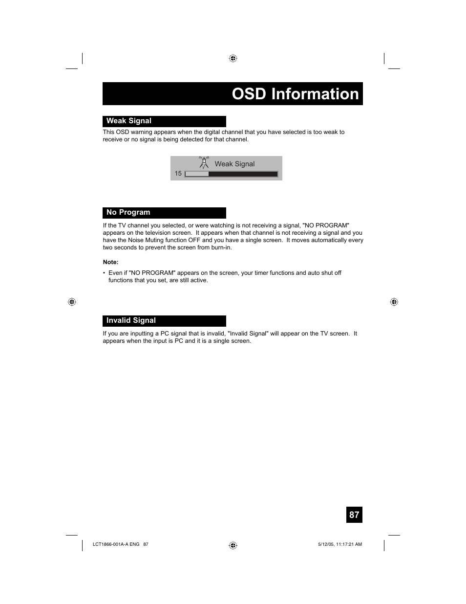 Osd information | JVC HD-52G886 User Manual | Page 87 / 100