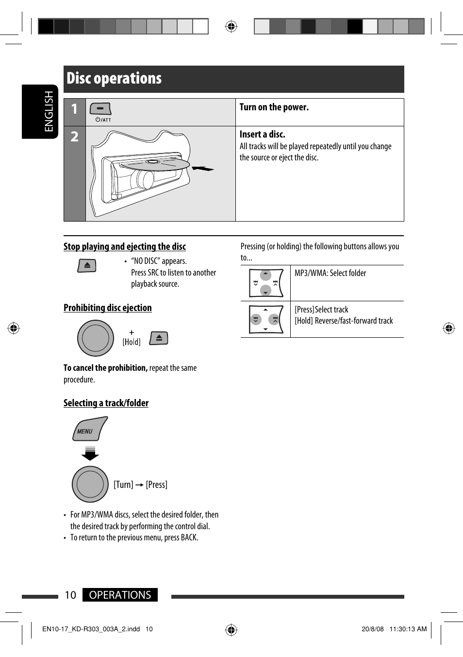 Disc operations | JVC KD-R303 User Manual | Page 10 / 148