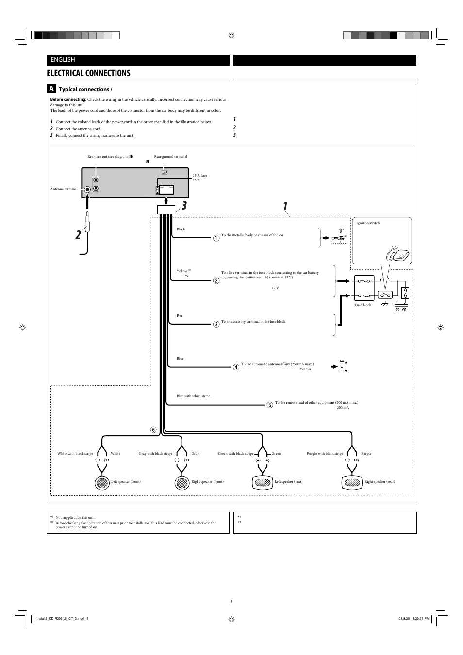 Electrical connections, English, Typical connections | JVC KD-R303 User Manual | Page 123 / 148