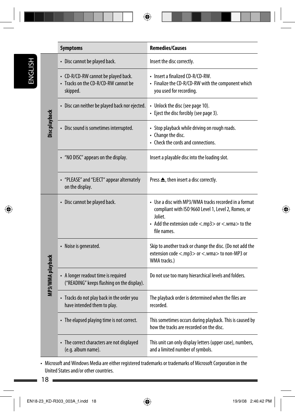 English 18 | JVC KD-R303 User Manual | Page 18 / 148