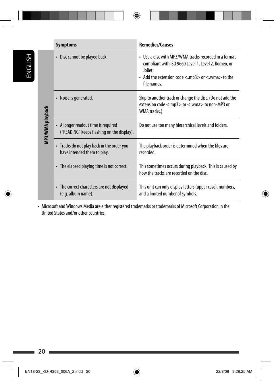 English 20 | JVC KD-R303 User Manual | Page 46 / 148