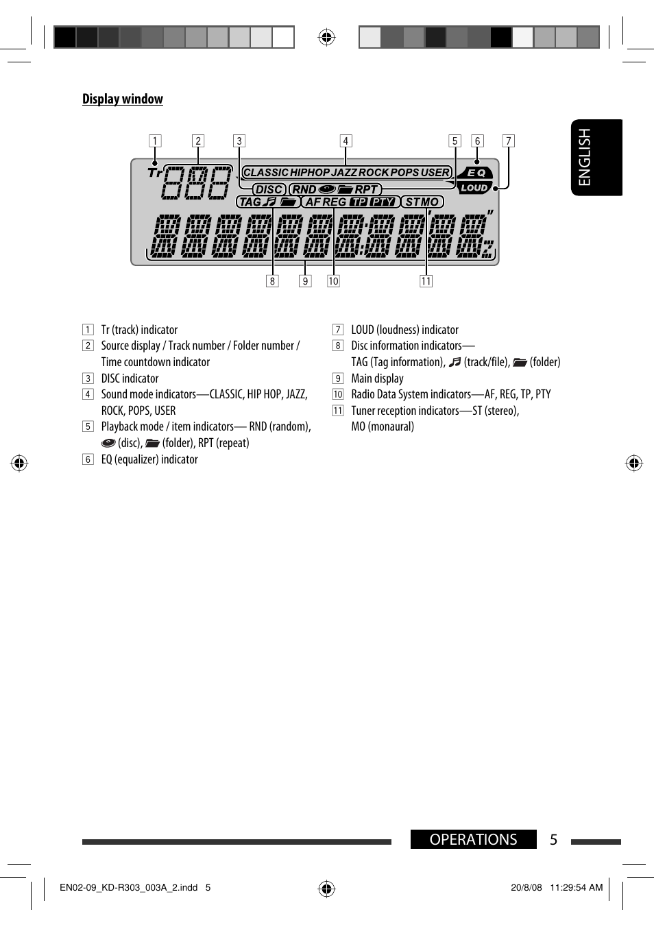 English 5 operations | JVC KD-R303 User Manual | Page 5 / 148