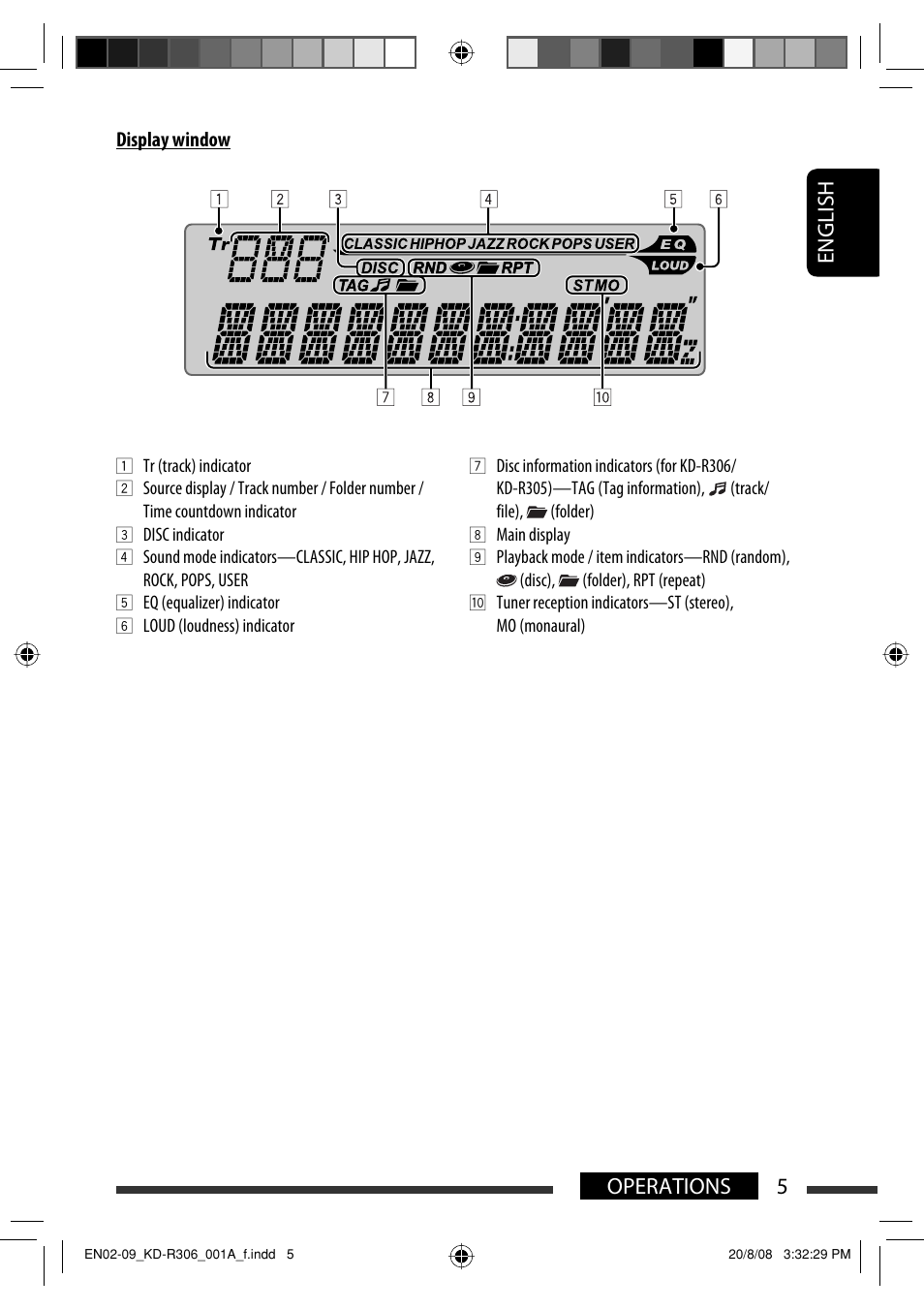 English 5 operations | JVC KD-R303 User Manual | Page 63 / 148