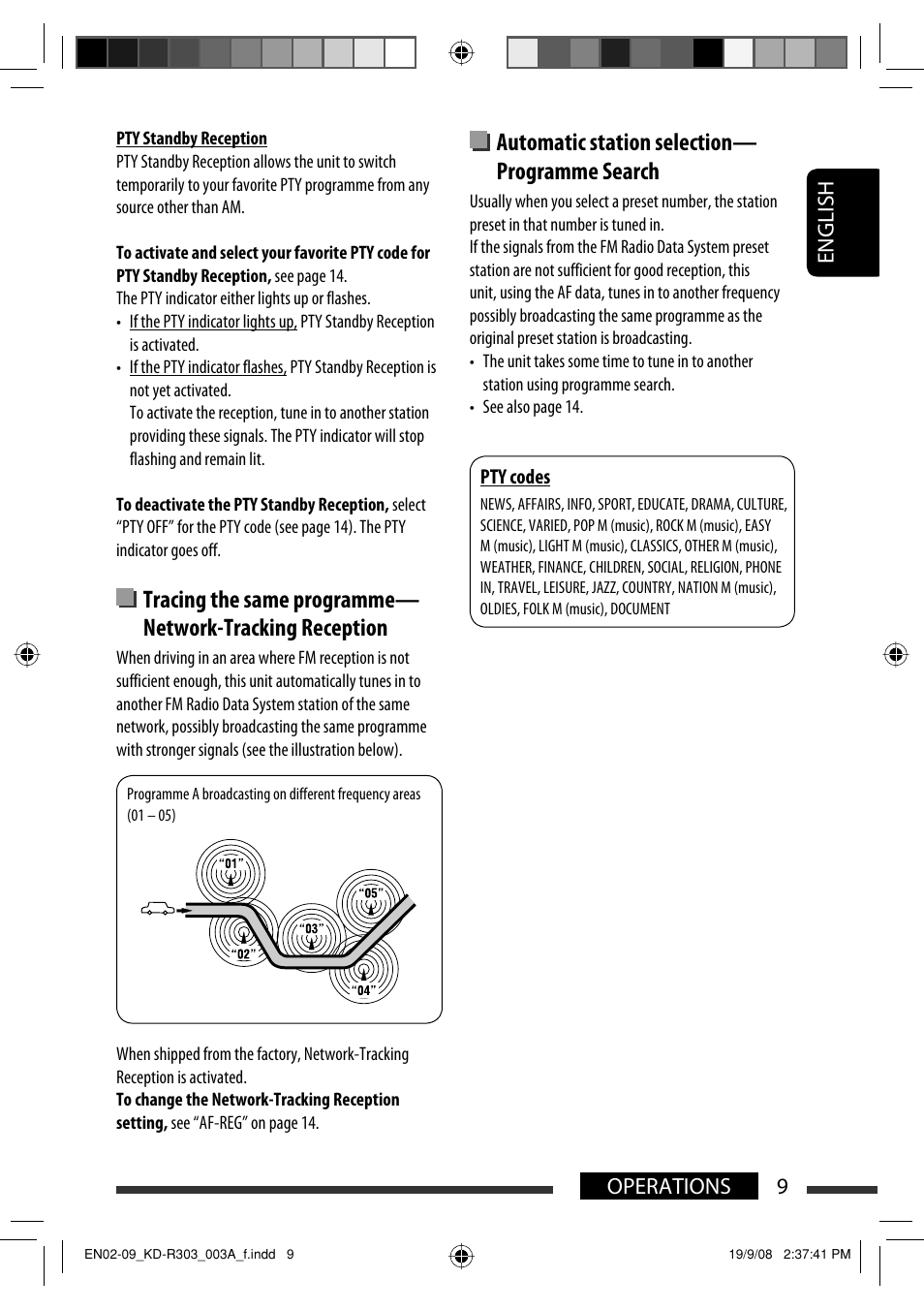 Automatic station selection— programme search, English 9 operations | JVC KD-R303 User Manual | Page 9 / 148