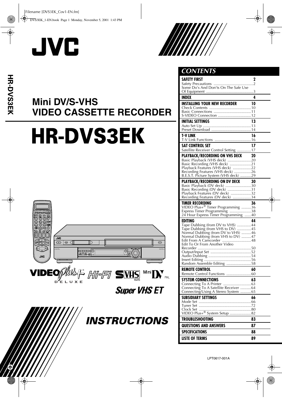 JVC HR-DVS3EK User Manual | 92 pages