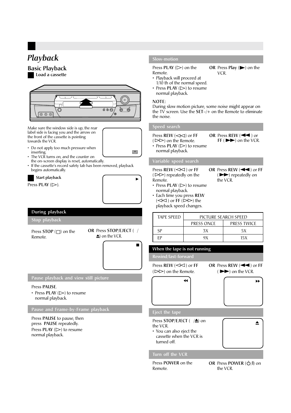 Playback, Basic playback | JVC HR-J6609UM User Manual | Page 7 / 14