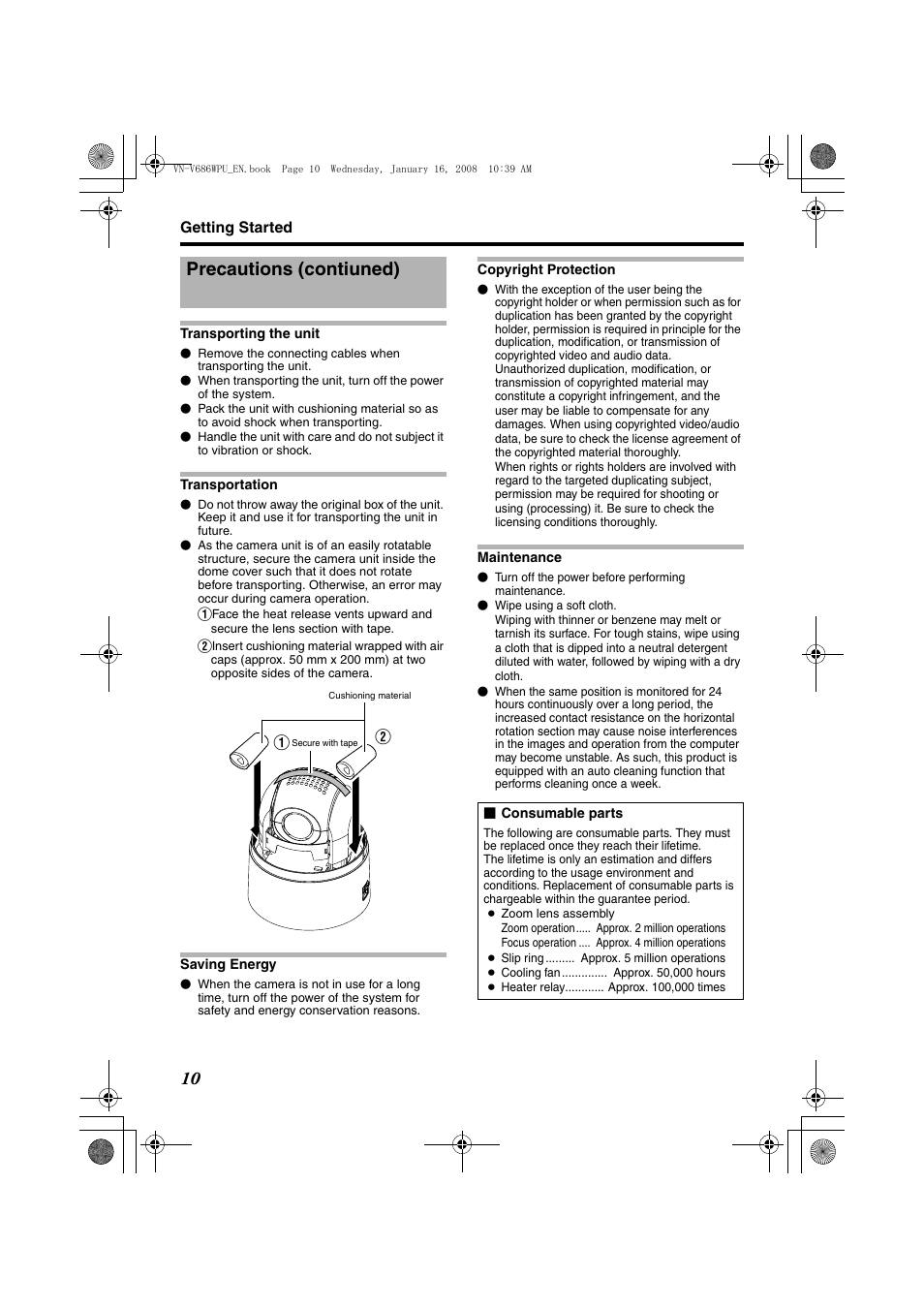 Precautions (contiuned) | JVC VN-V686U User Manual | Page 10 / 44