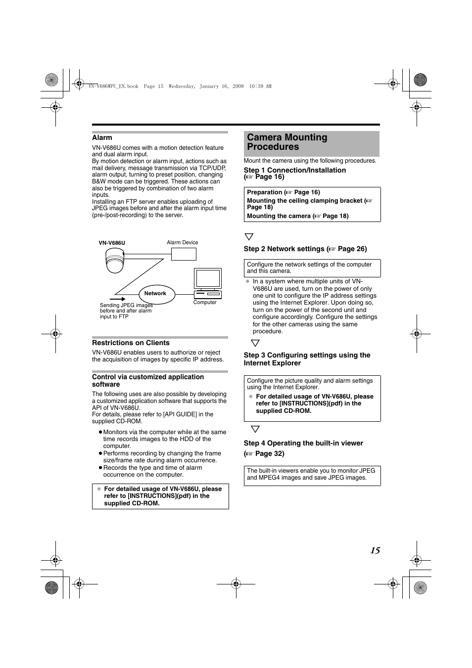 Camera mounting procedures | JVC VN-V686U User Manual | Page 15 / 44