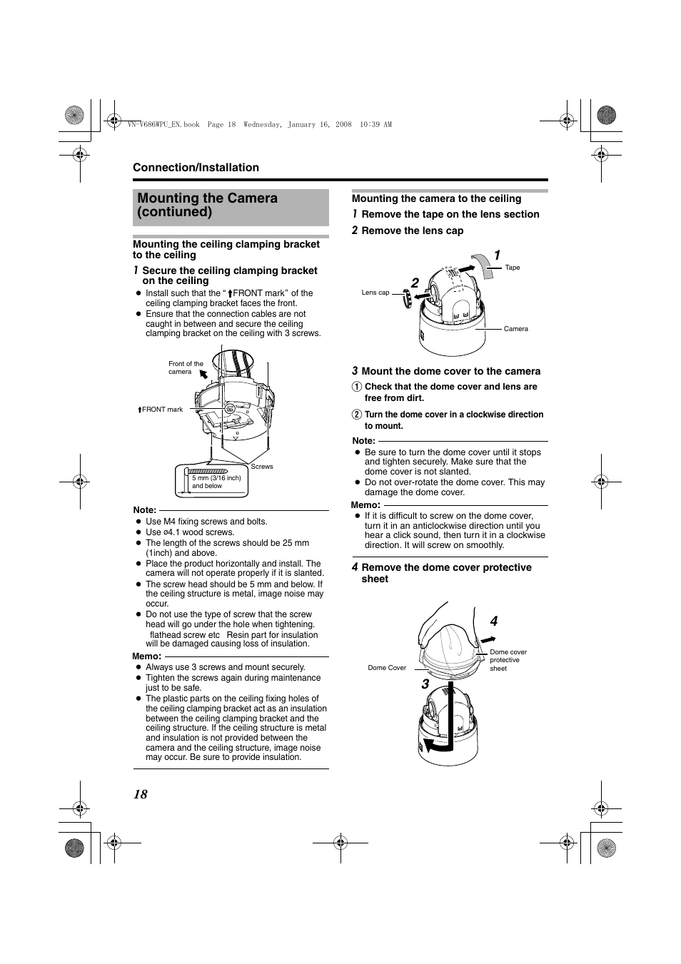 Mounting the camera (contiuned) | JVC VN-V686U User Manual | Page 18 / 44