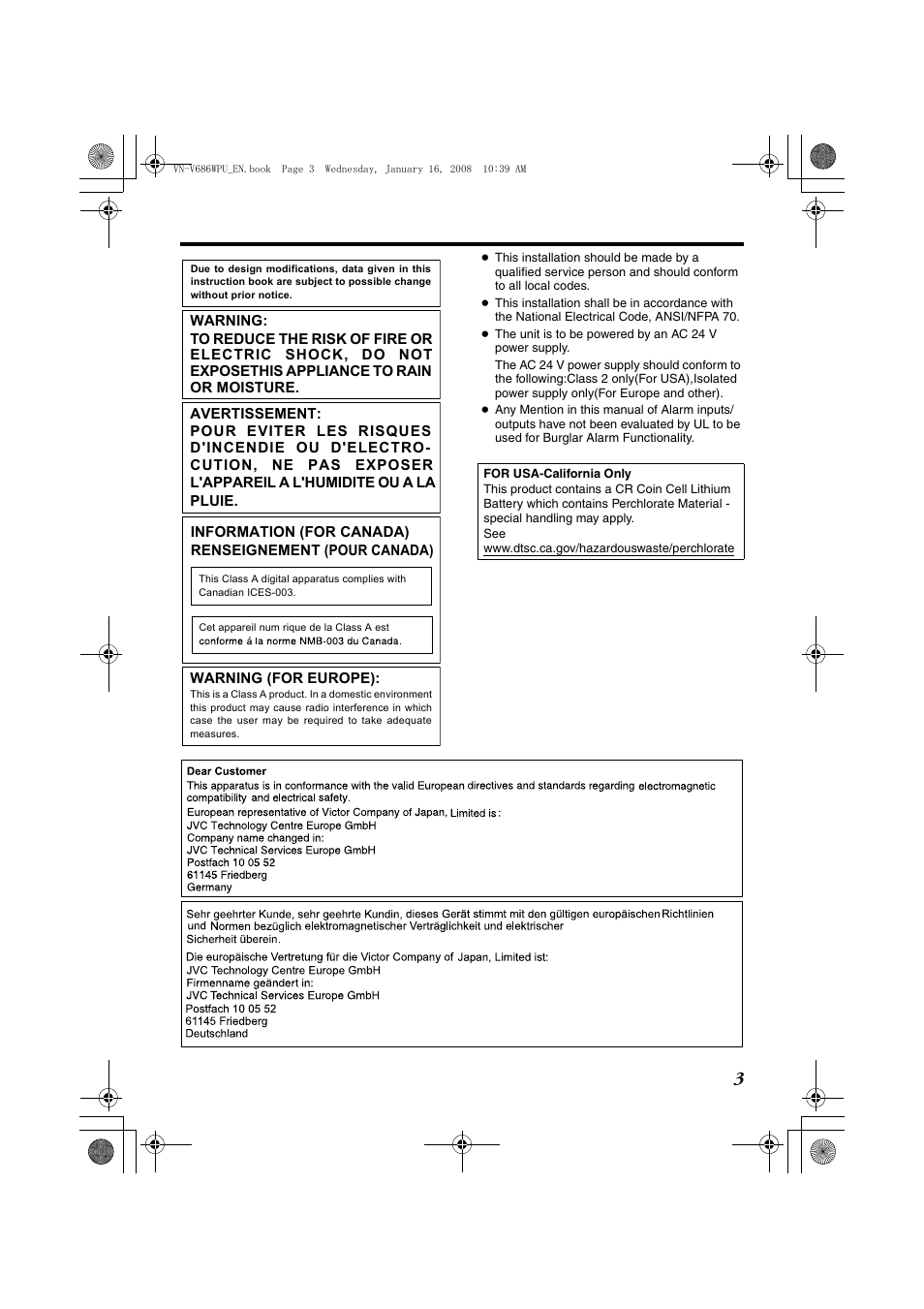 JVC VN-V686U User Manual | Page 3 / 44
