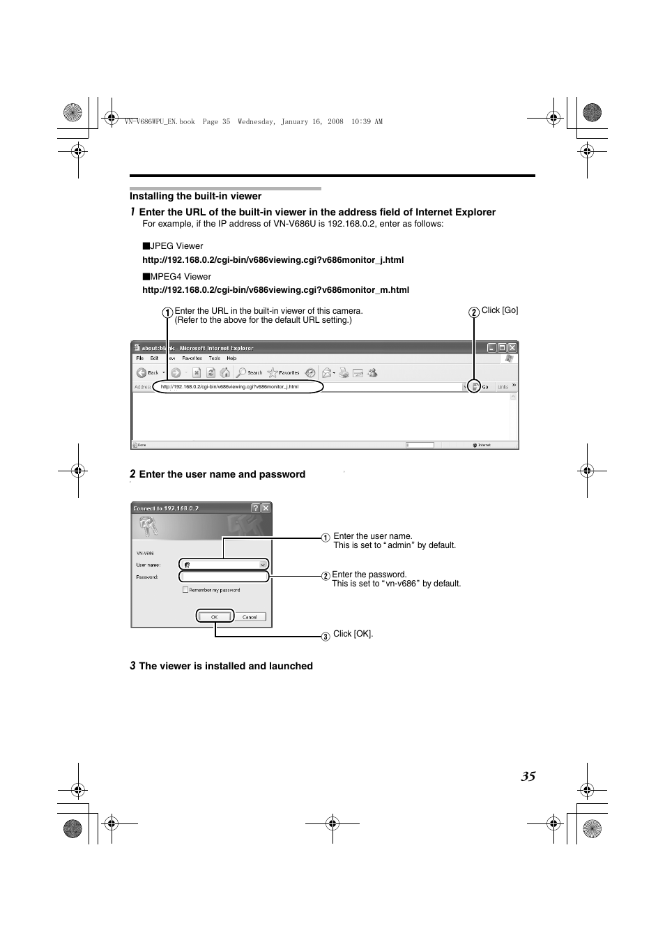 Ainstalling the built-in viewerb | JVC VN-V686U User Manual | Page 35 / 44