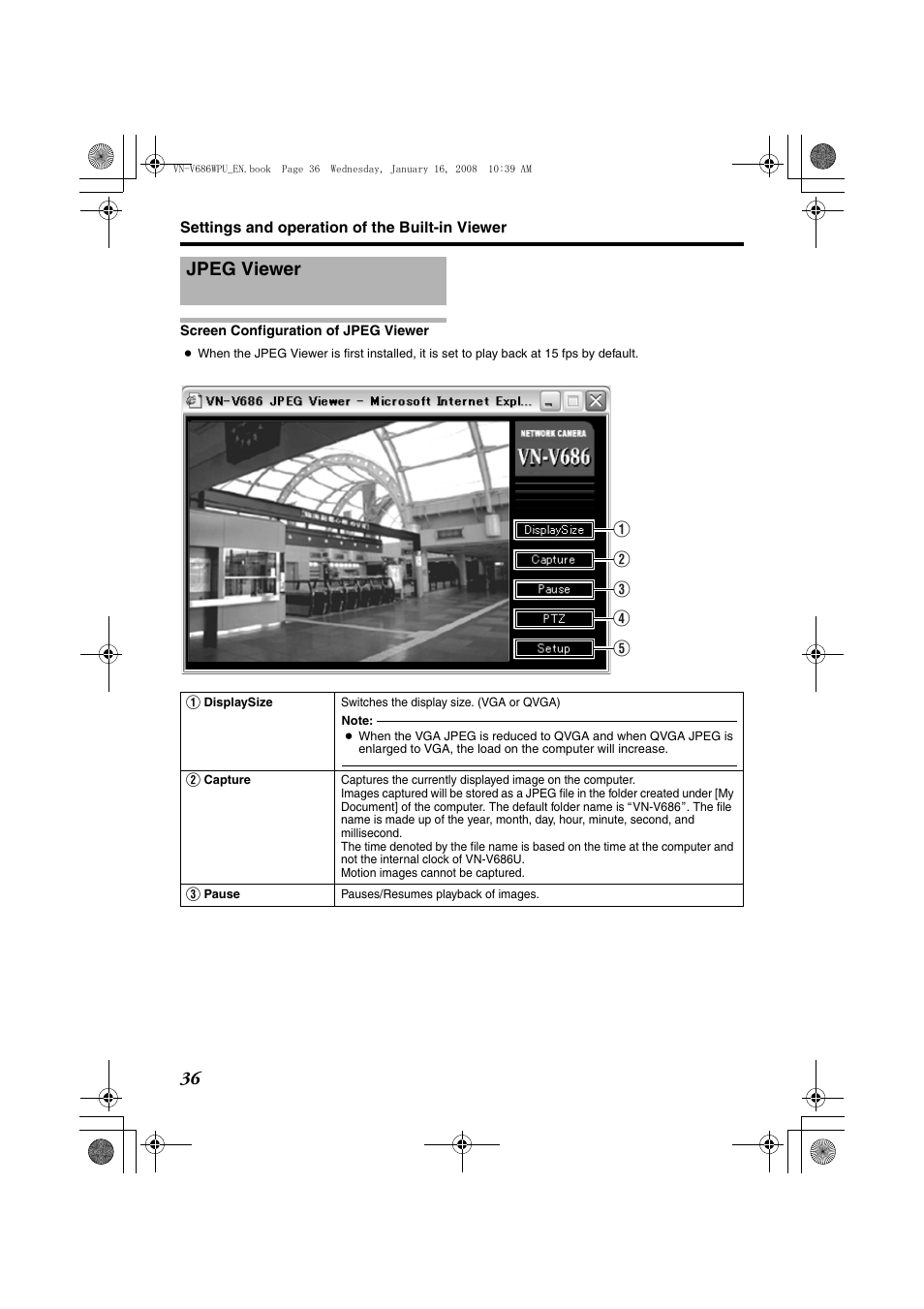 Jpeg viewer, Ascreen configuration of jpeg viewerb | JVC VN-V686U User Manual | Page 36 / 44