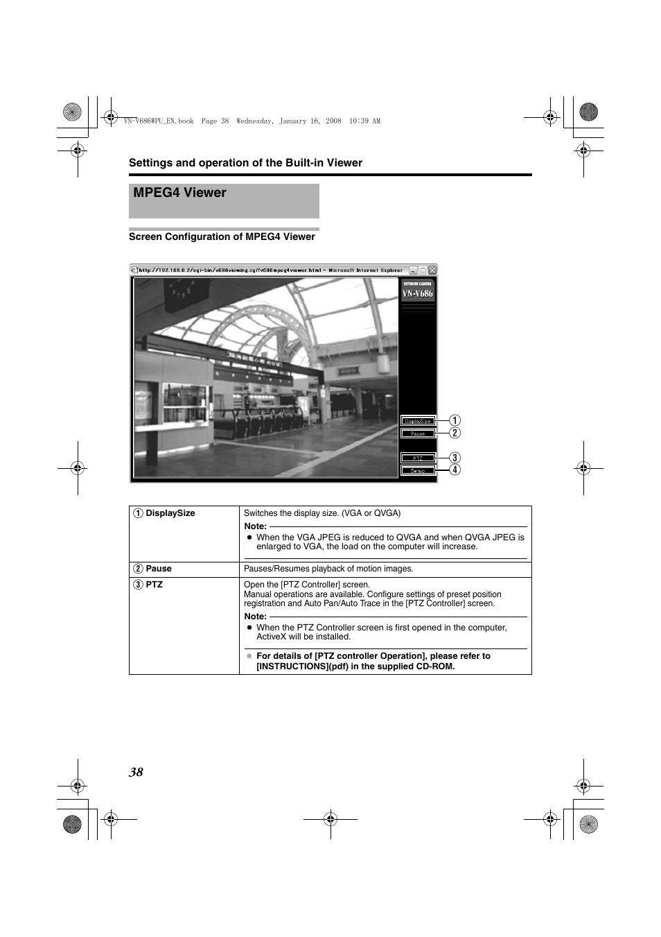 Mpeg4 viewer, Ascreen configuration of mpeg4 viewerb | JVC VN-V686U User Manual | Page 38 / 44