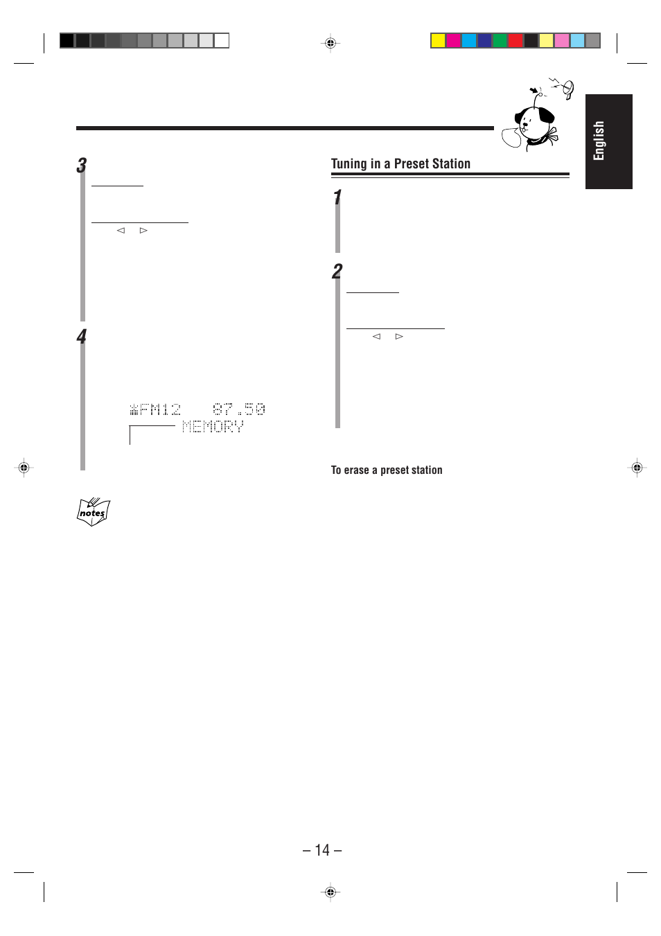 English tuning in a preset station | JVC CA-MD70R User Manual | Page 15 / 53