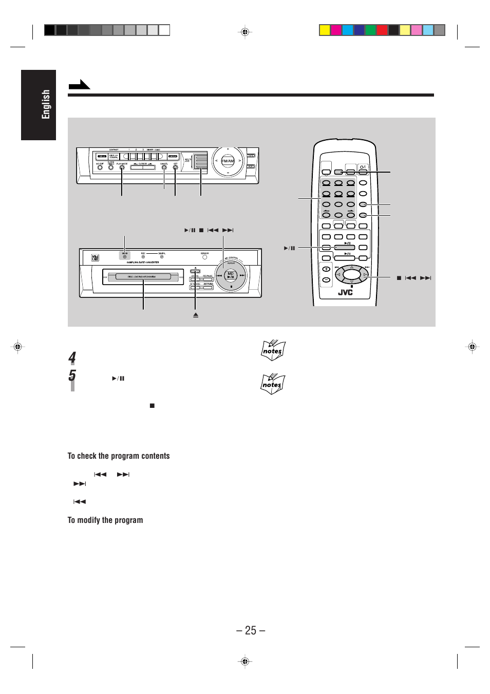 English, Remote control amplifier/tuner md recorder, Repeat step 3 to program other tracks you want | JVC CA-MD70R User Manual | Page 26 / 53