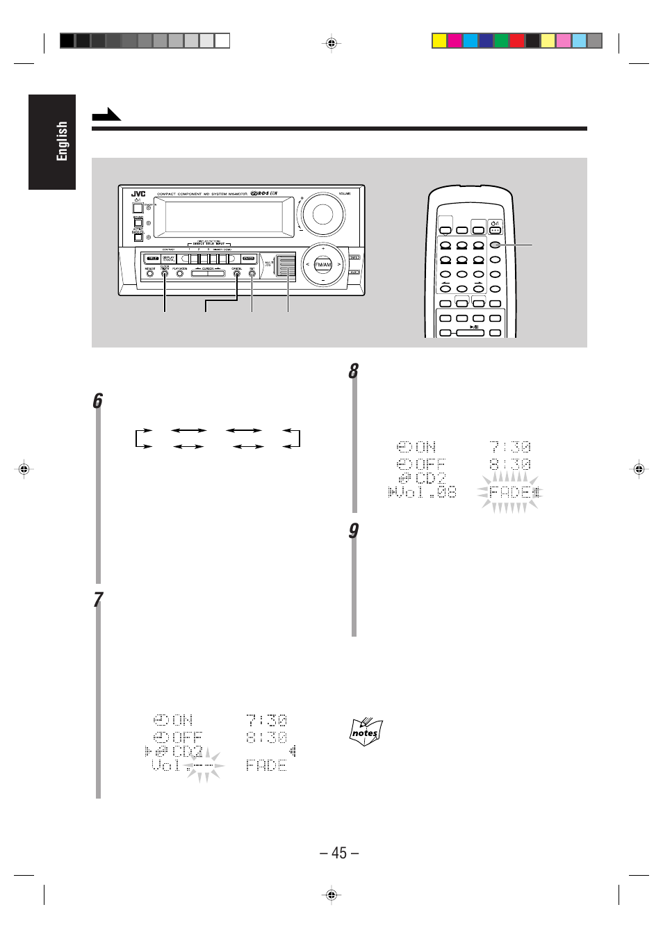 English, Amplifier/tuner, Remote control | Fm am cd md tape aux | JVC CA-MD70R User Manual | Page 46 / 53