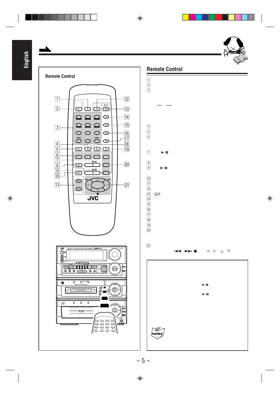 English, Remote control | JVC CA-MD70R User Manual | Page 6 / 53