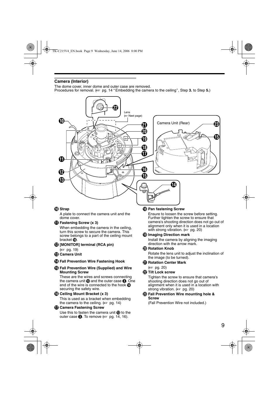 Camera (interior) | JVC TK-C215V4U User Manual | Page 9 / 24