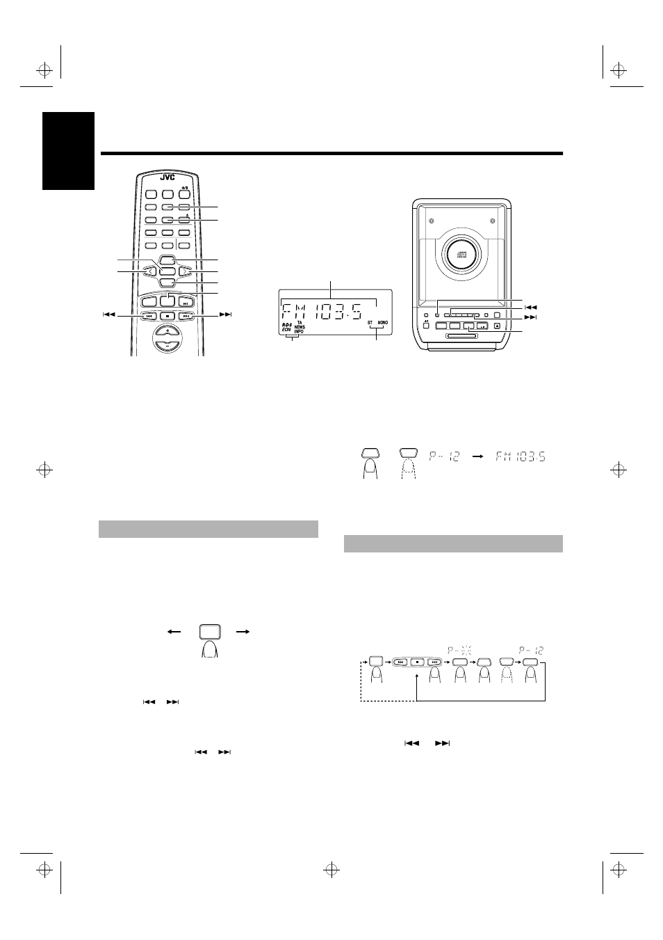 Using the tuner, Tuning in a station, Presetting stations | 8english, One touch radio, Manual presetting | JVC UX-5000 User Manual | Page 12 / 21