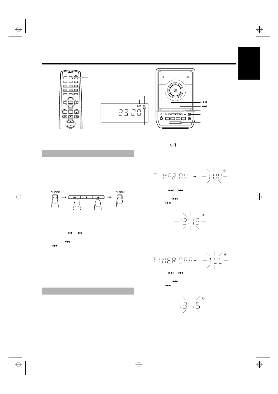 Using the timers, Setting the clock setting the daily timer, 13 english | JVC UX-5000 User Manual | Page 17 / 21