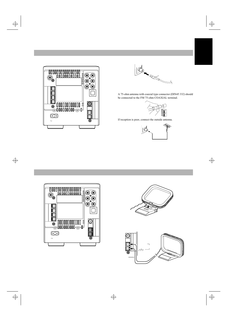 Connecting the fm antenna, Connecting the am (mw/lw) antenna, 3english | JVC UX-5000 User Manual | Page 7 / 21