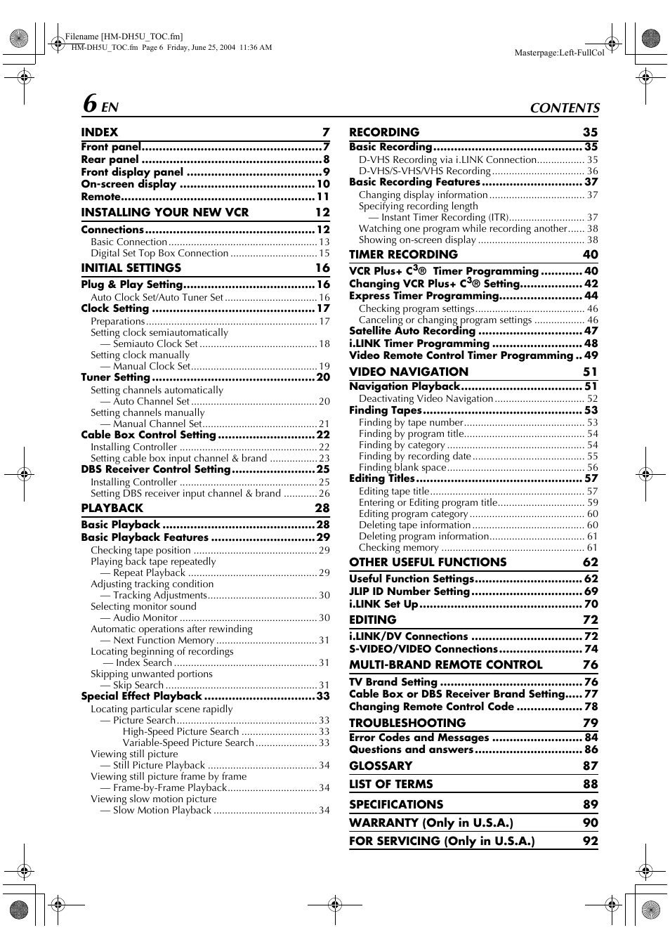 JVC D-VHS User Manual | Page 6 / 92