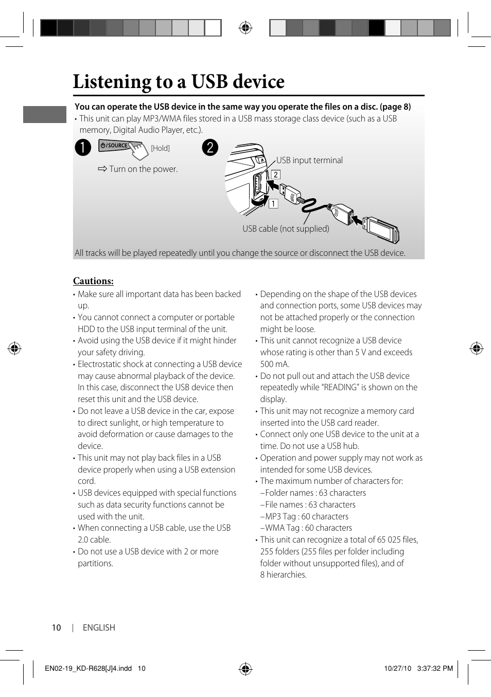 Listening to a usb device | JVC GET0735-001A User Manual | Page 10 / 55