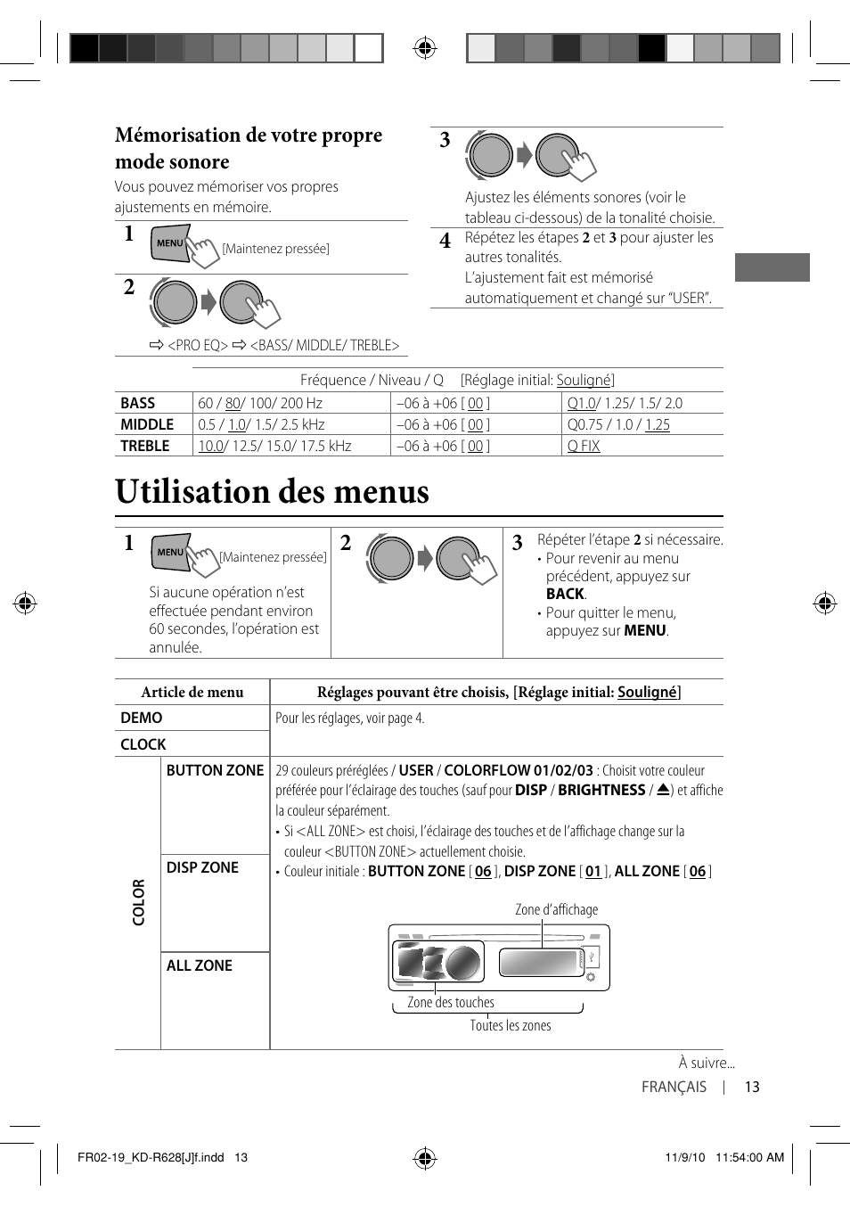 Utilisation des menus, Mémorisation de votre propre mode sonore | JVC GET0735-001A User Manual | Page 49 / 55