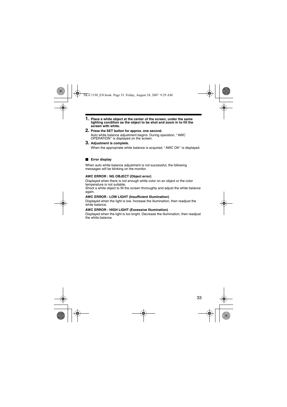 JVC TK-C1531EG User Manual | Page 33 / 70