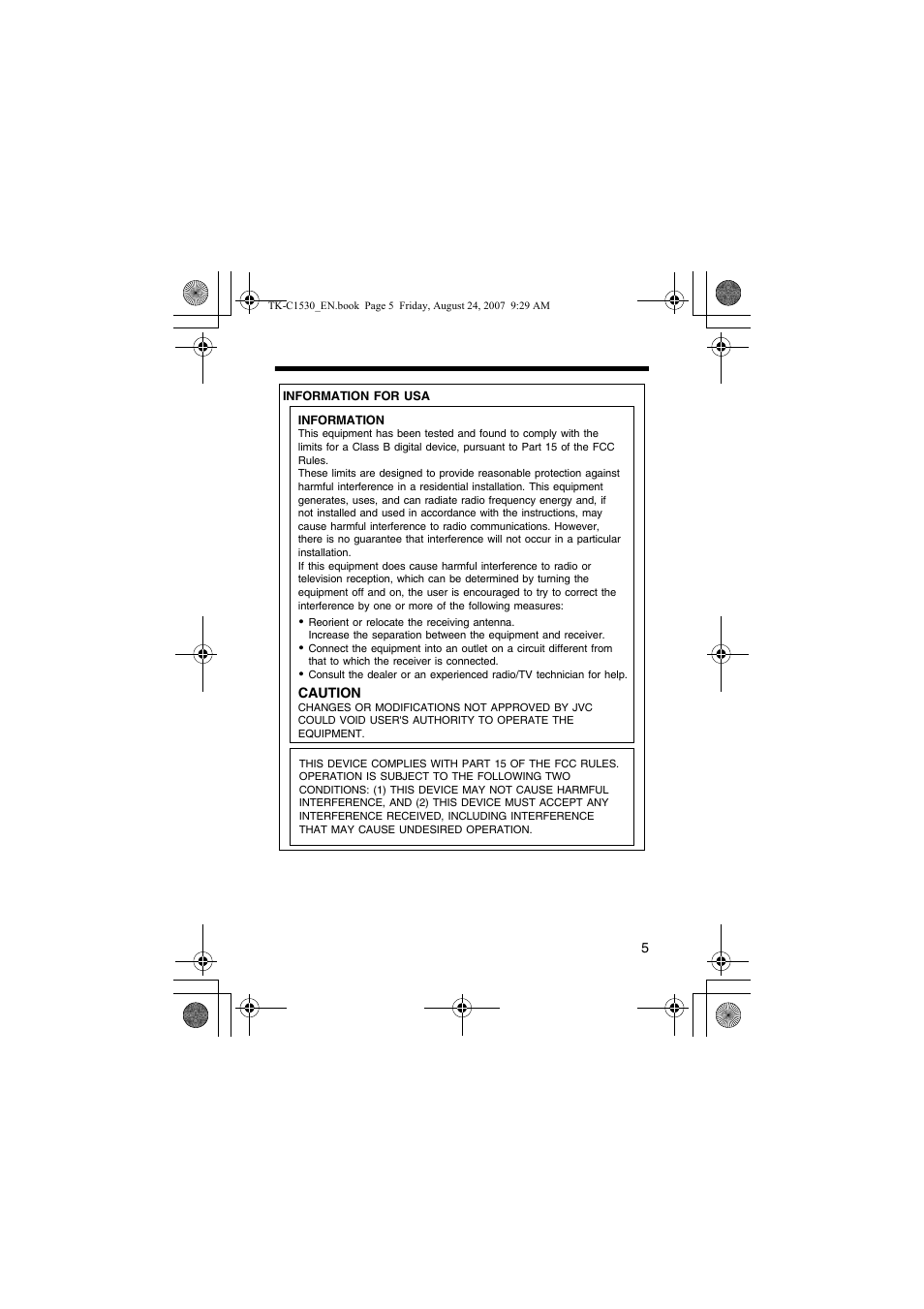 JVC TK-C1531EG User Manual | Page 5 / 70