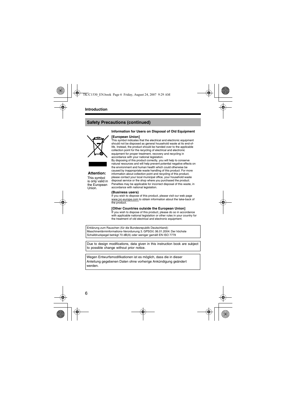 JVC TK-C1531EG User Manual | Page 6 / 70