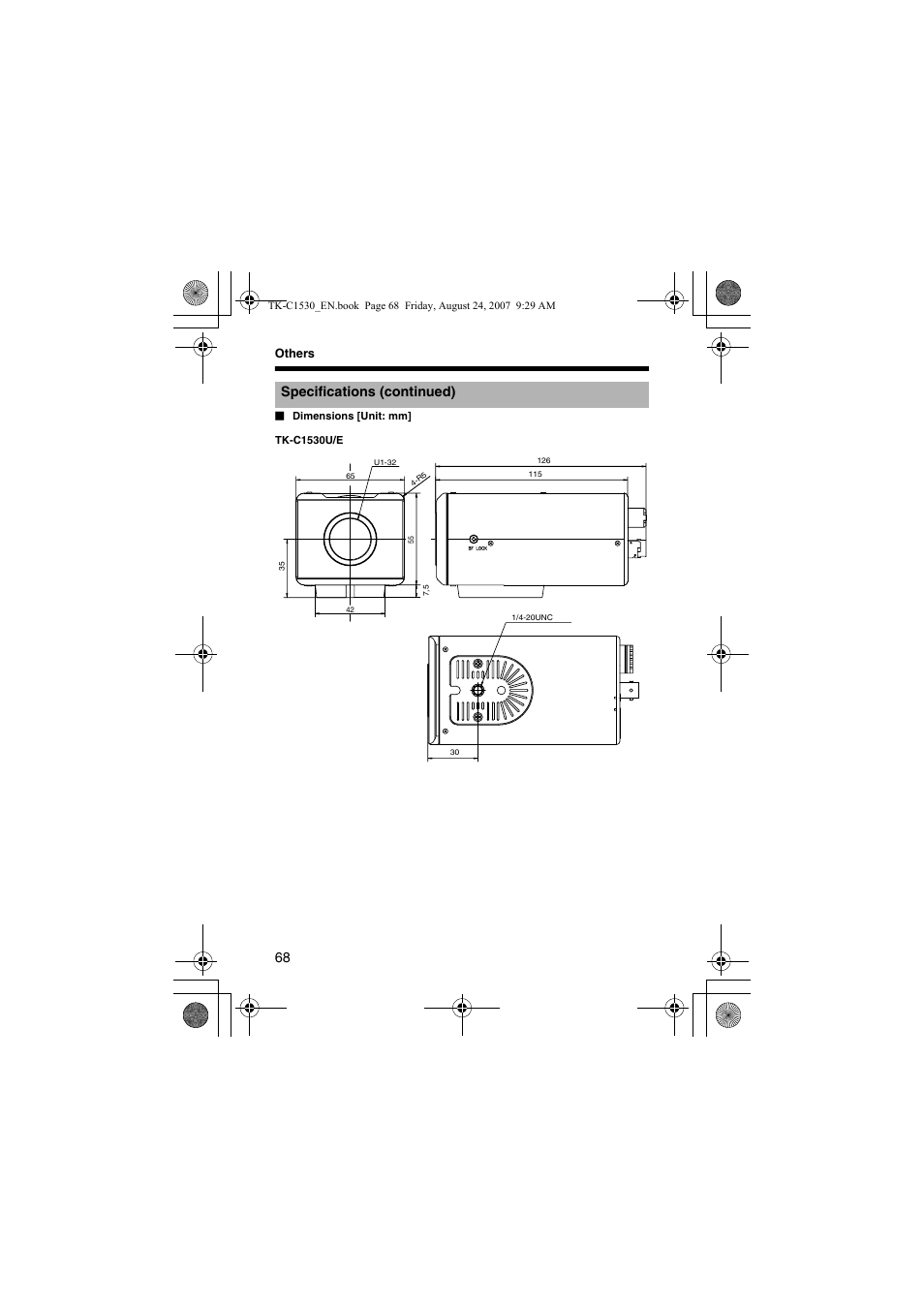 Specifications (continued) | JVC TK-C1531EG User Manual | Page 68 / 70