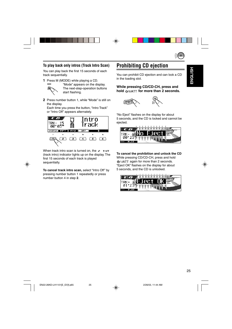 Prohibiting cd ejection | JVC KD-LH1101 User Manual | Page 25 / 62