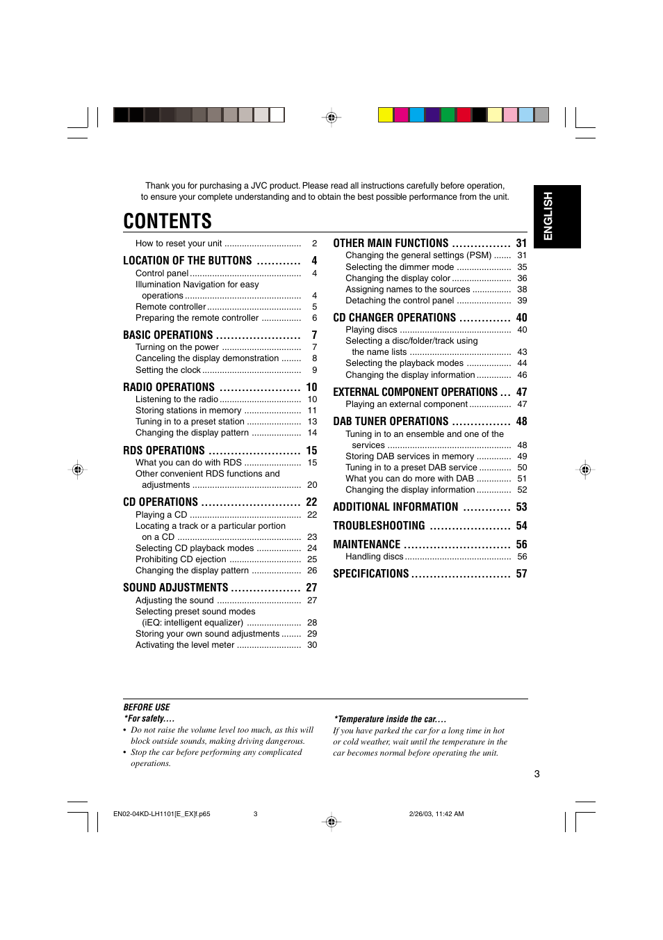 JVC KD-LH1101 User Manual | Page 3 / 62