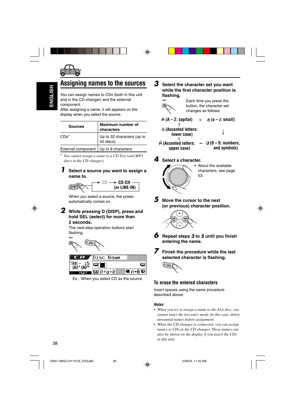 Assigning names to the sources | JVC KD-LH1101 User Manual | Page 38 / 62