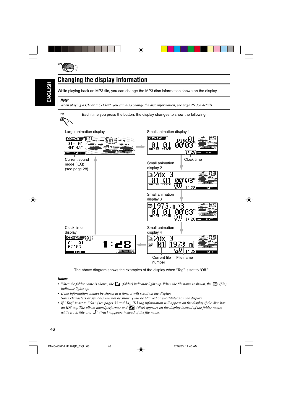 Changing the display information, English | JVC KD-LH1101 User Manual | Page 46 / 62