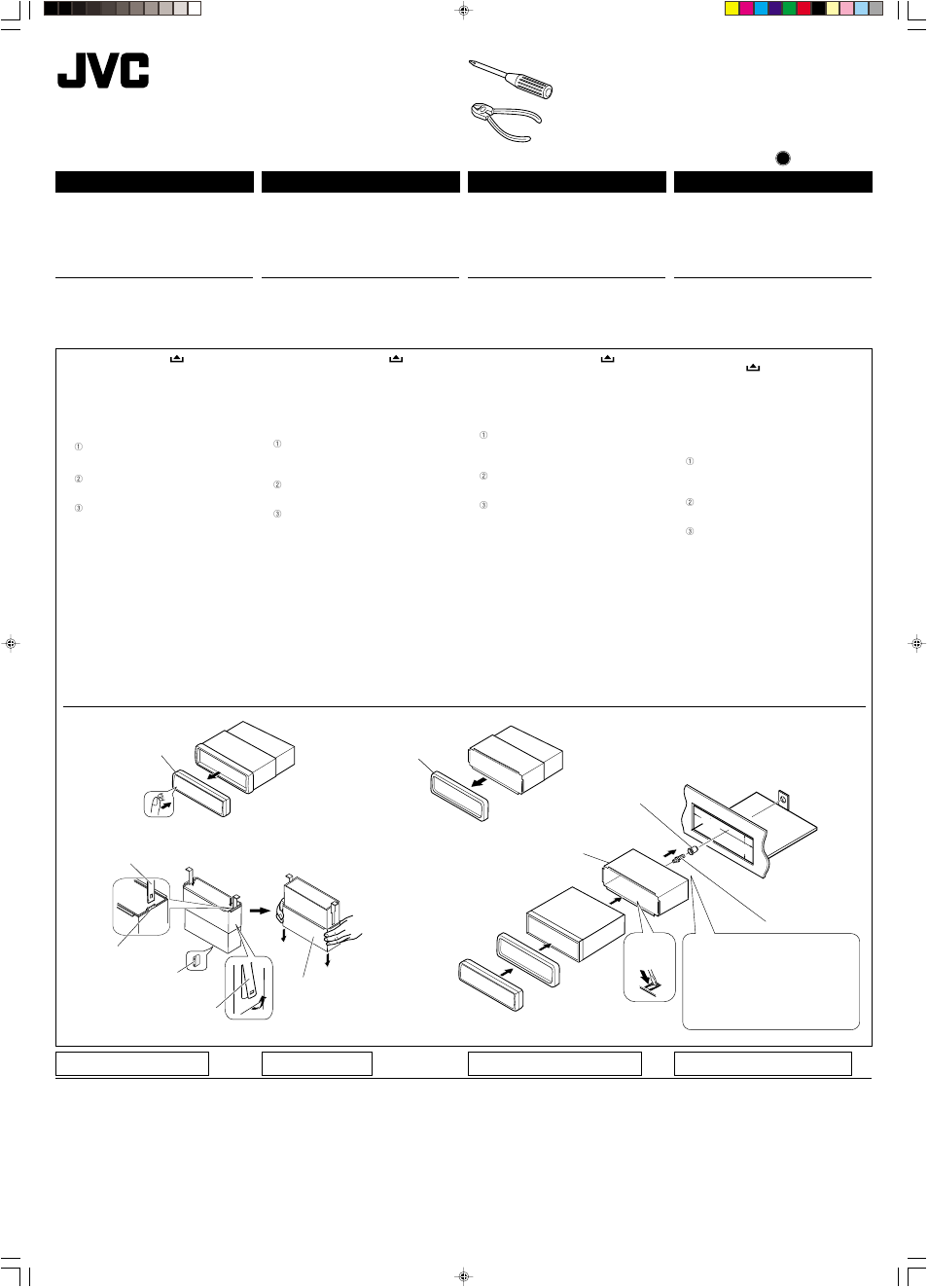 Installation/connection manual, Installation, Troubleshooting | Installation (in-dash mounting), Einbau (im armaturenbrett), Installation (montage dans le tableau de bord), Installatie (inbouw in het dashboard), Fehlersuche, En cas de difficultes, Problemen oplossen | JVC KD-LH1101 User Manual | Page 59 / 62