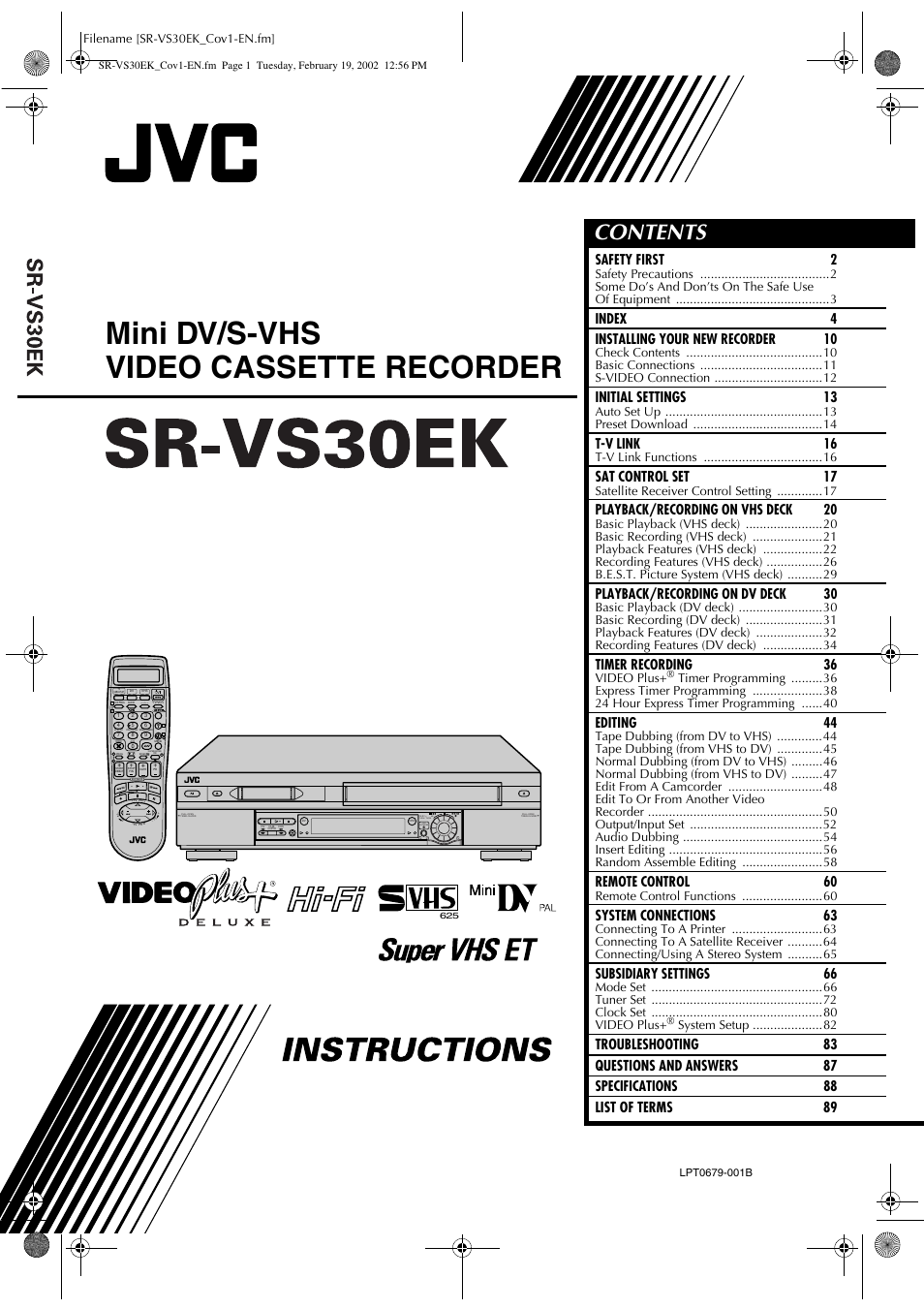 JVC SR-VS30EK User Manual | 92 pages