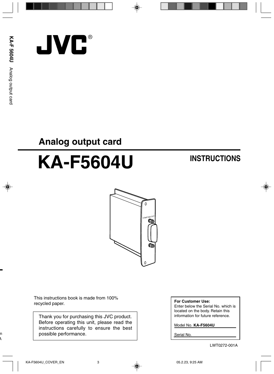 JVC KA-F5604U User Manual | 8 pages