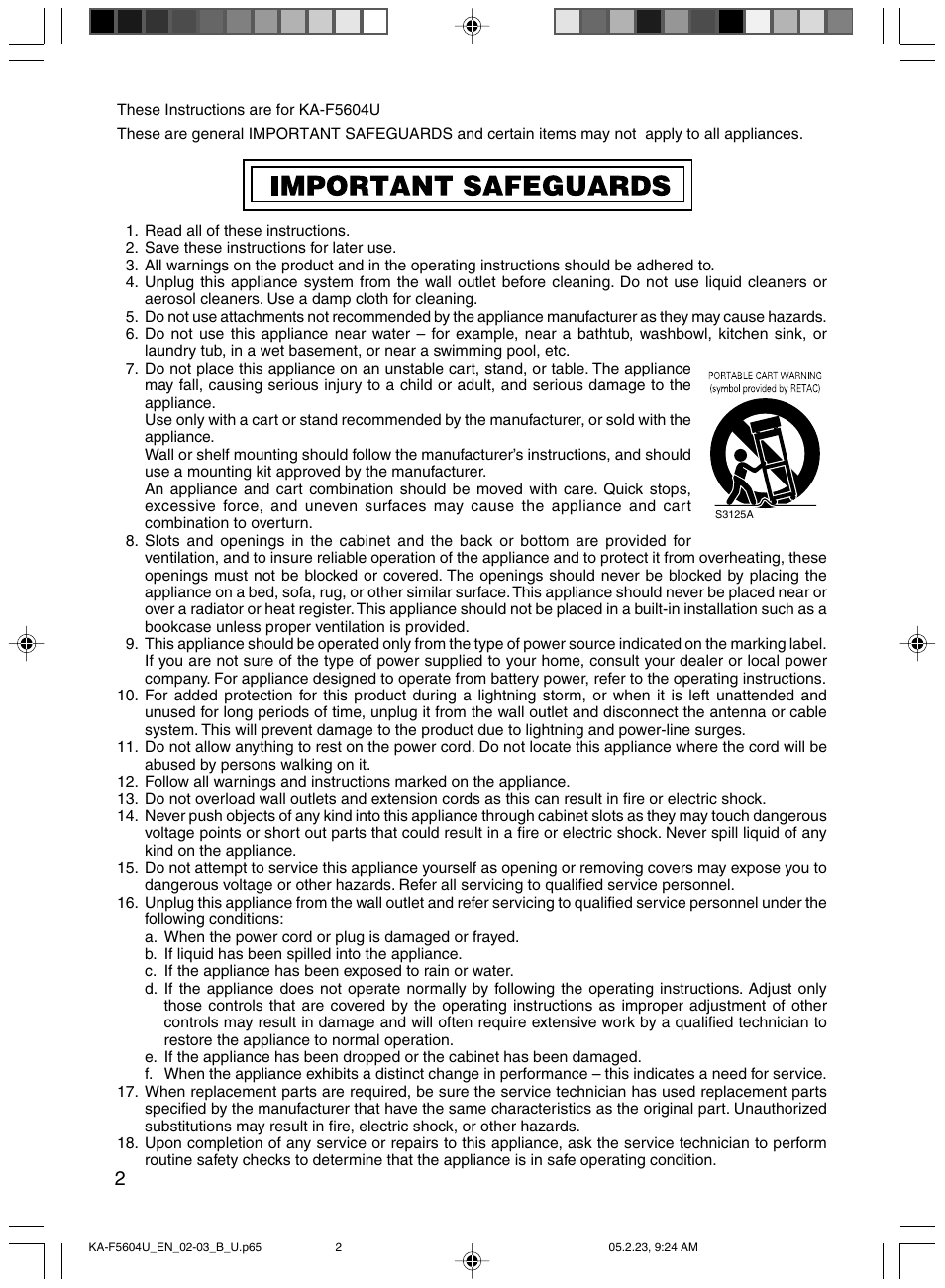 JVC KA-F5604U User Manual | Page 2 / 8
